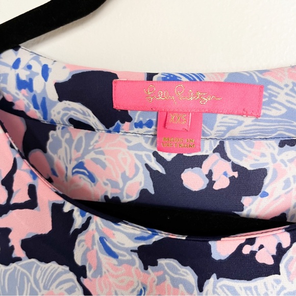 Lilly Pulitzer Langston Top XXS Amore Please Pink Purple Floral - Picture 3 of 8